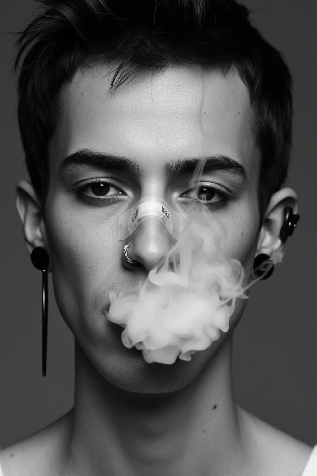 Close-up Head-and-shoulders Portrait Orientation Black And White Photograph Captures Young