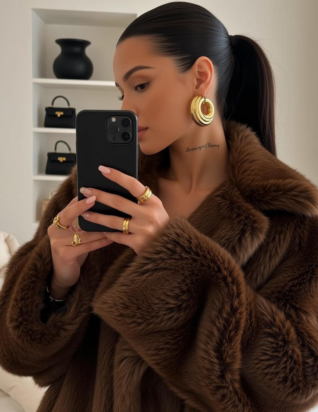 Faux Fur Mirror Selfie
