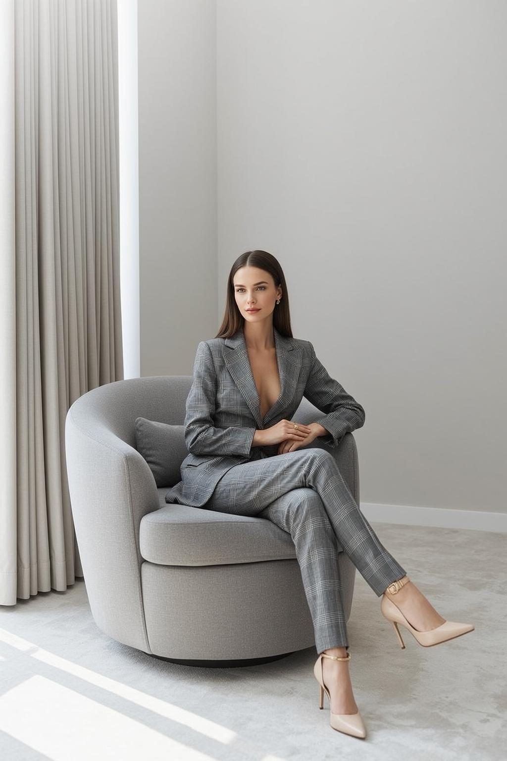 Luxury Young Long Brown Straight Fair Grey