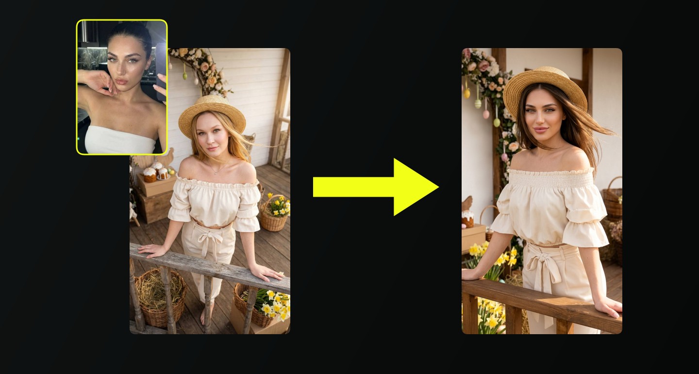 Lily remix walkthrough for Farmhouse Veranda Straw Hat Off Shoulder Top Pose