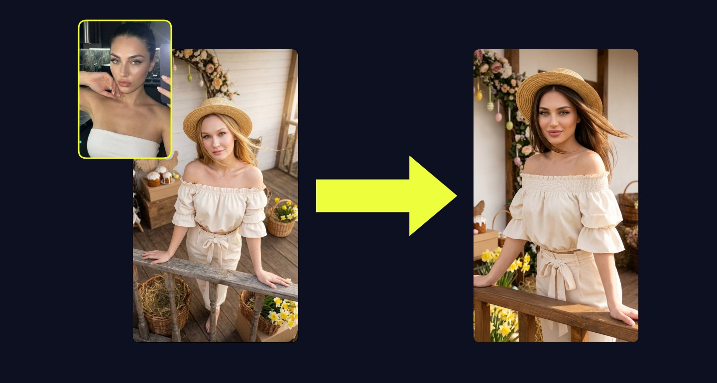 Lily remix walkthrough for Farmhouse Veranda Straw Hat Off Shoulder Top Pose
