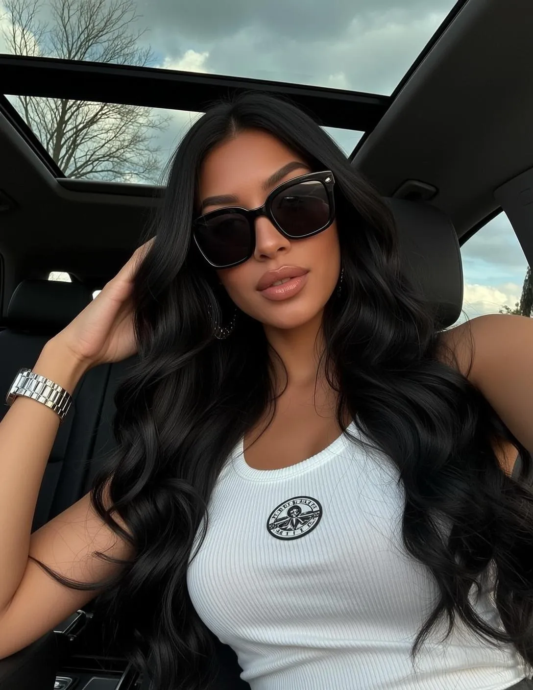 Sunglasses And Wristwatch By A Car