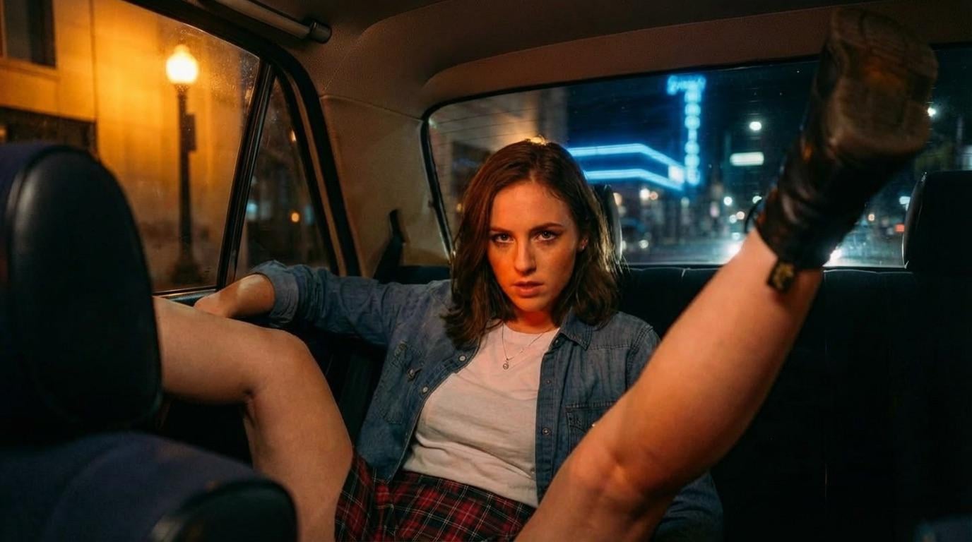 Car Backseat At Night Blue Neon Light