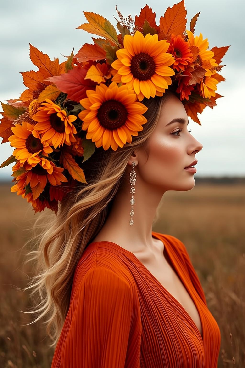 Sunflower Crown Field Portrait