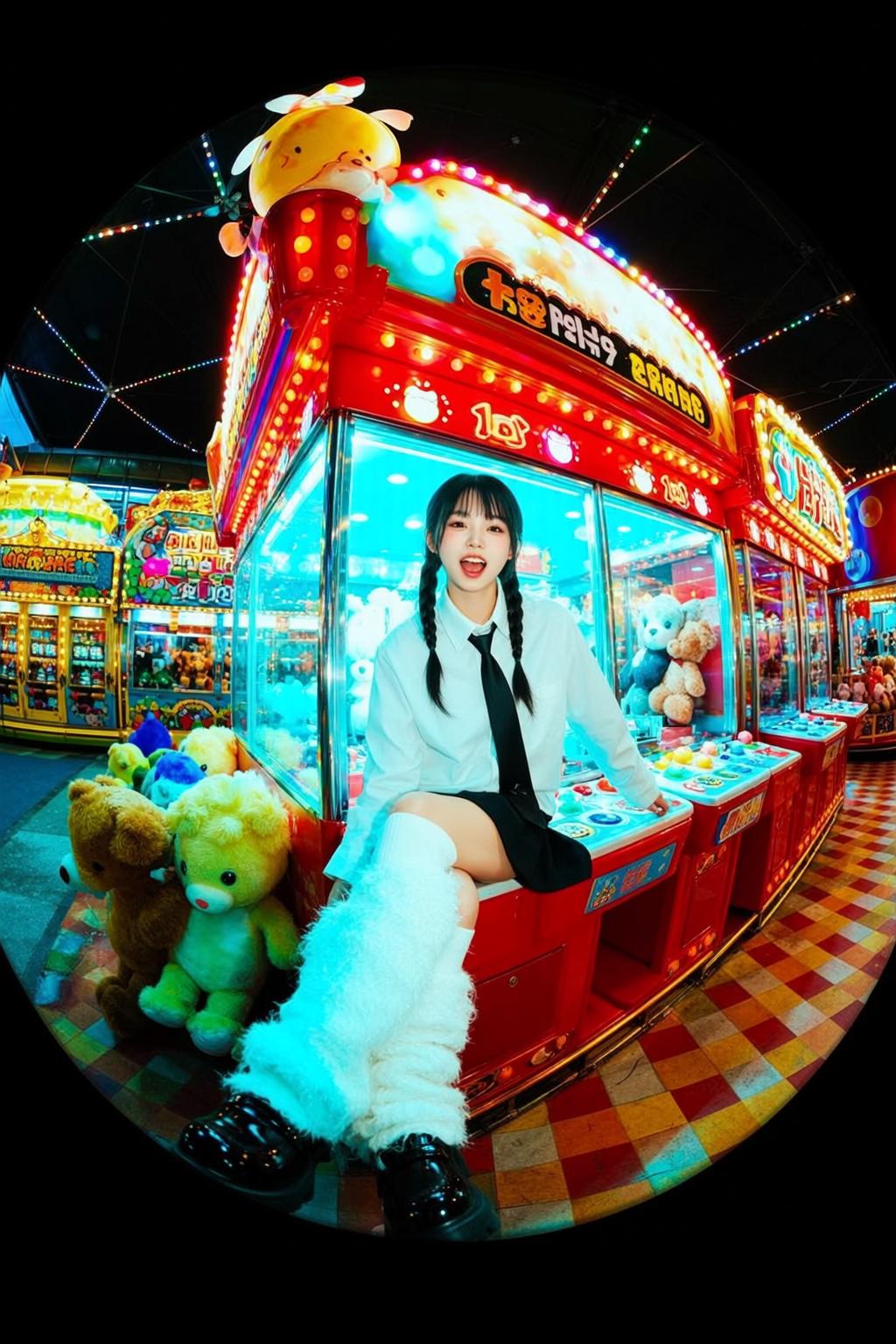 Fisheye Young Asian Black Braided Pigtails Fair