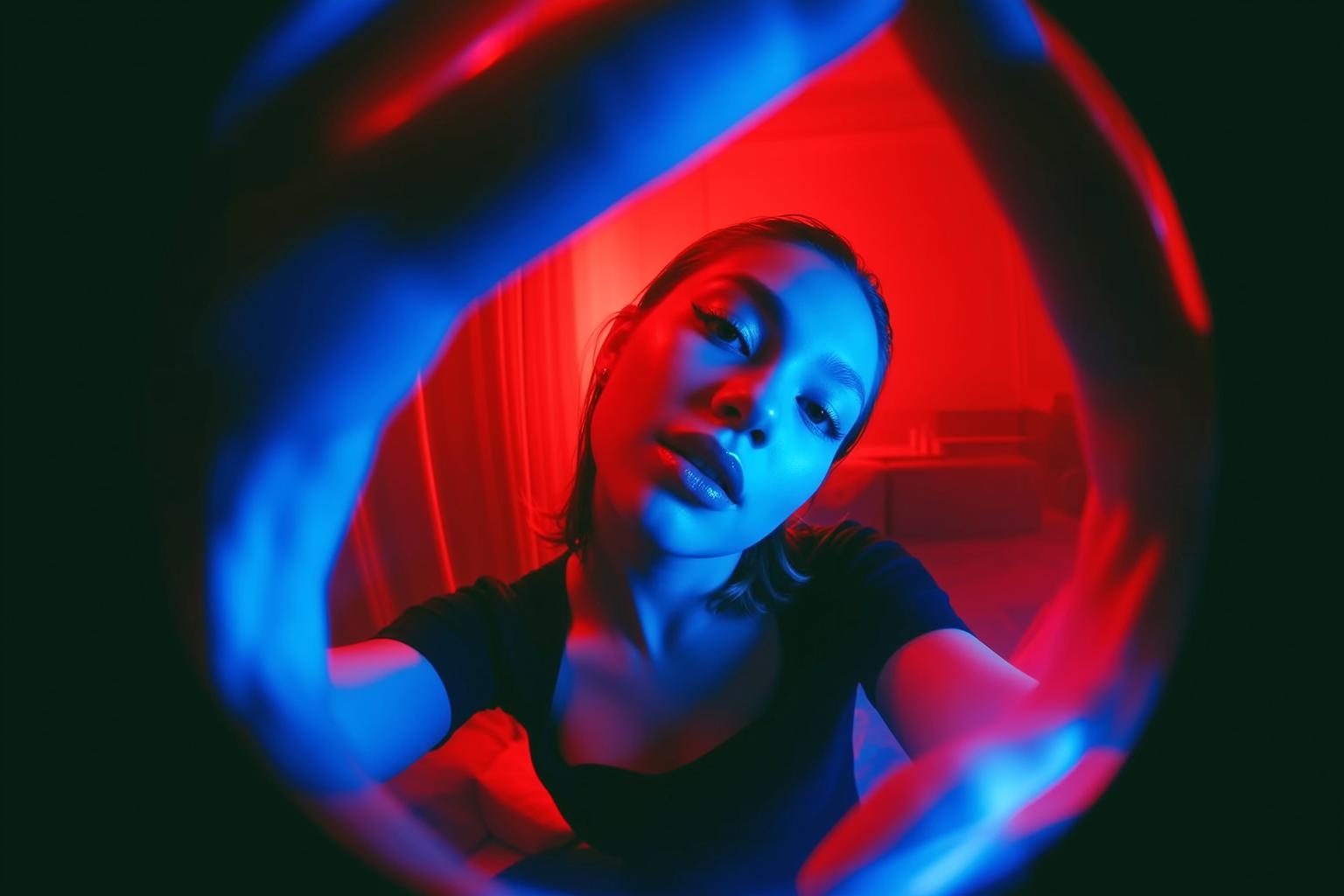 Red Blue Neon Halo Look