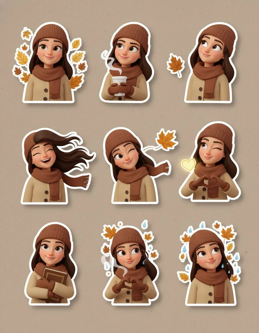 Cozy November: Your Photo Transformed into Whimsical Stickers!