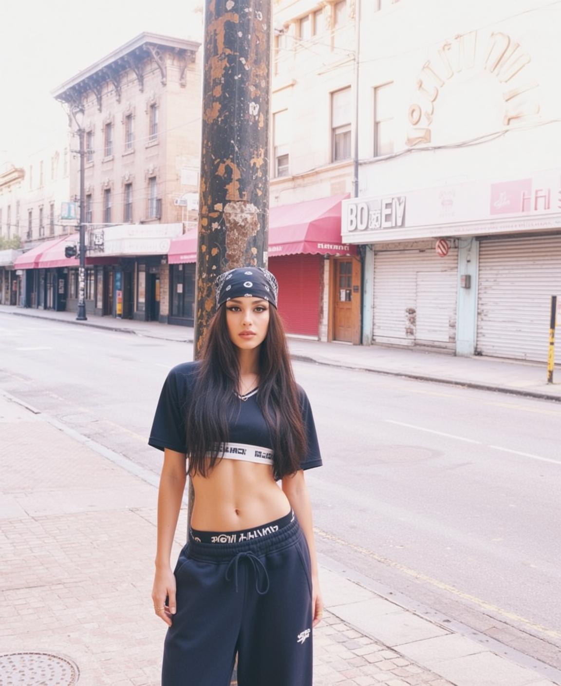 Urban Street Style Black Crop Top Sweatpants
