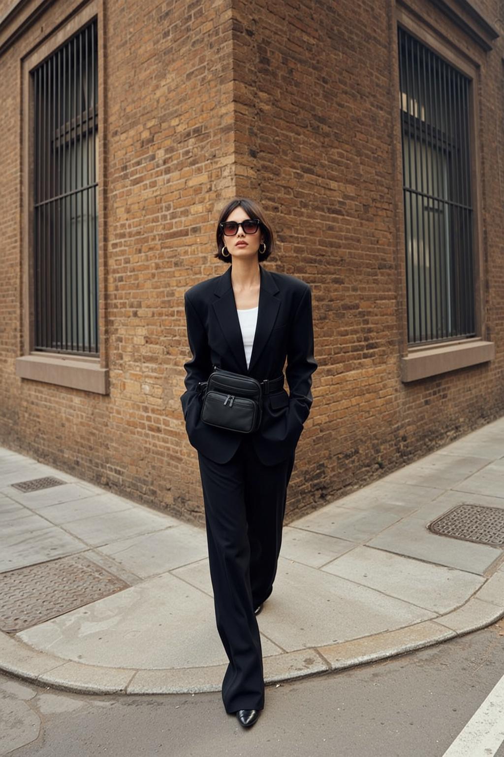 Black Blazer Walks Towards Camera