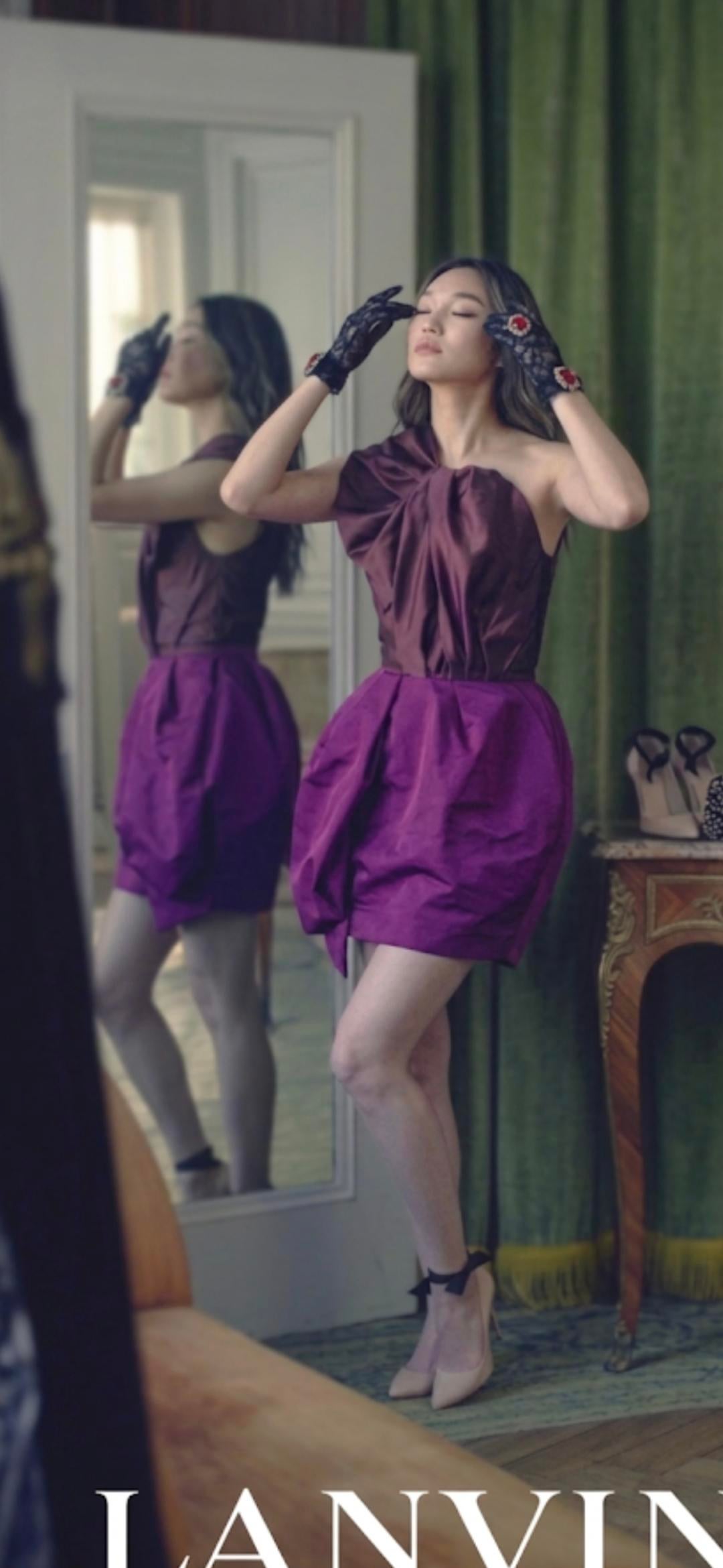 Mirror Reflection Plum Silk Dress Velvet Curtains