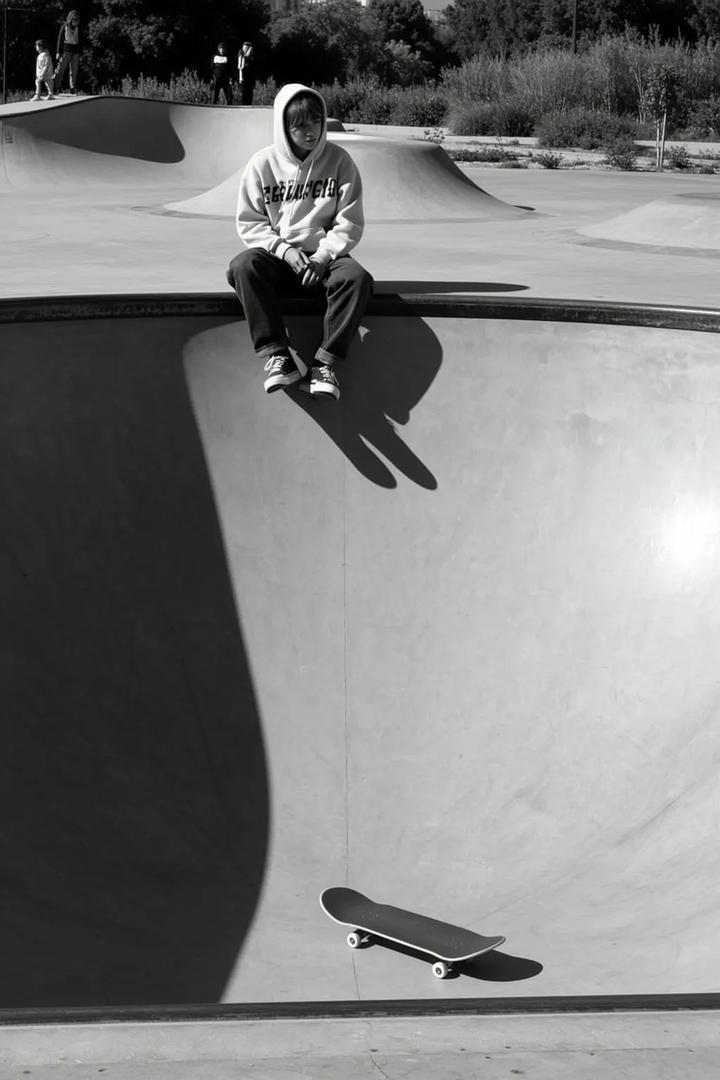 Skate Park Contemplation Black And White Gritty