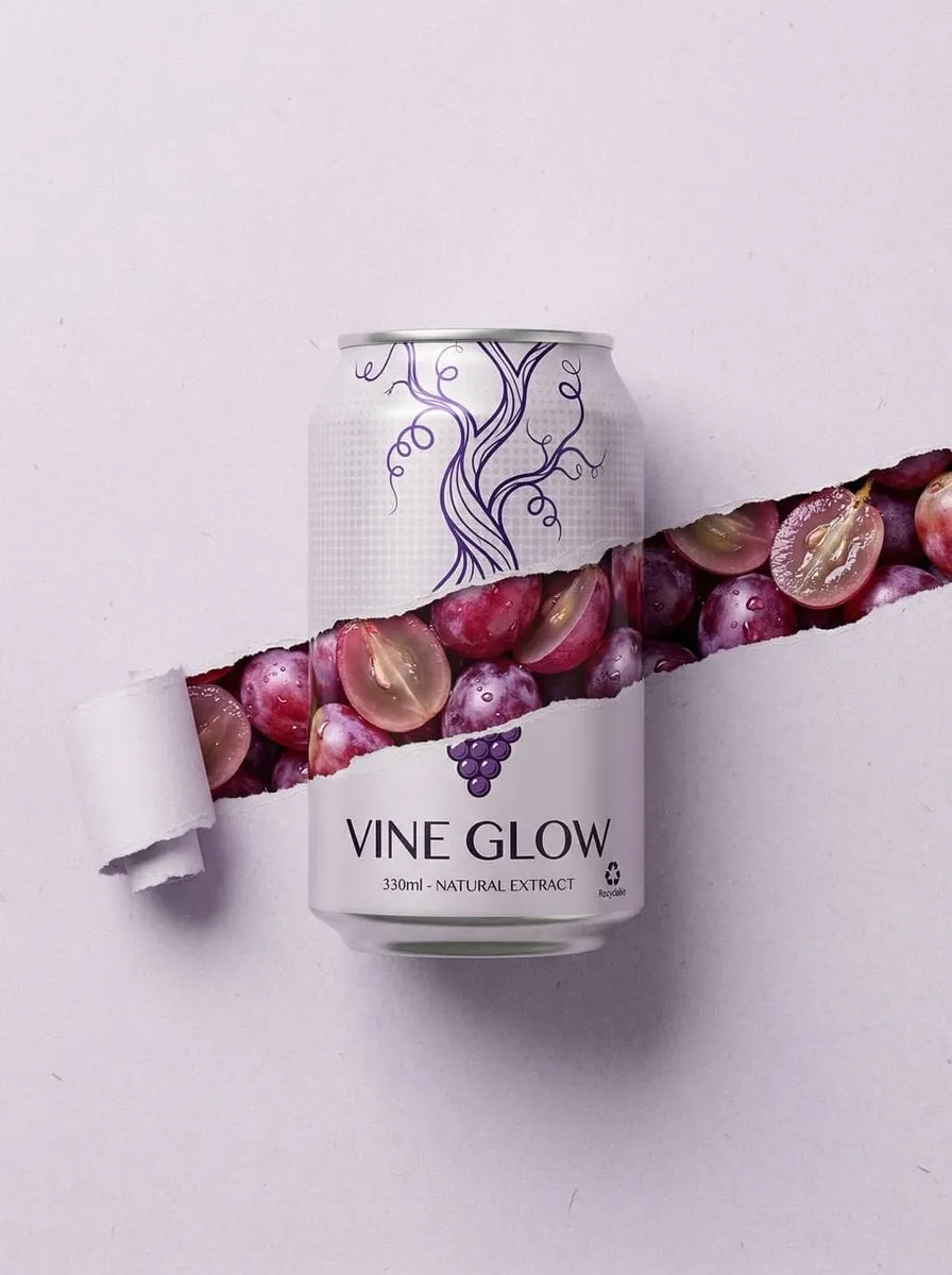 Grape Can Vine Glow Minimalist Product Photography