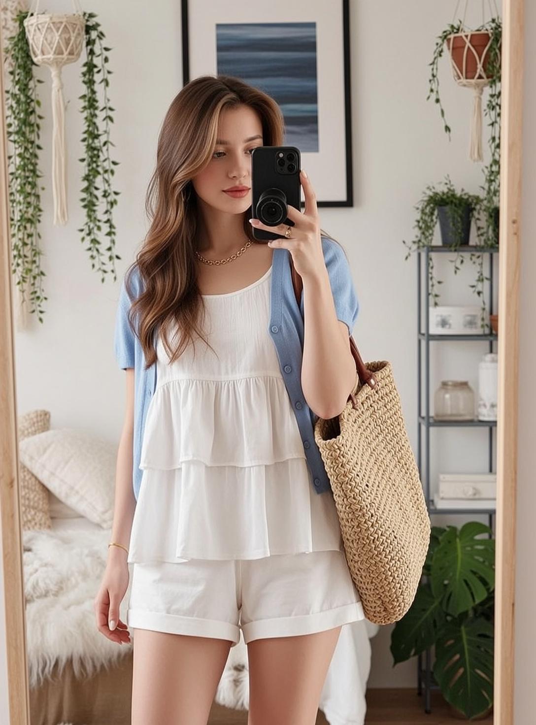 Acubi Standing Holding Smartphone Her Right Hand