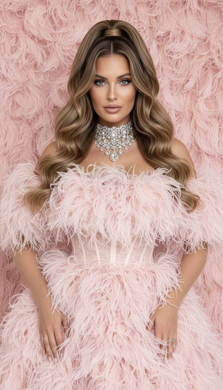 Pink Feather Bustier Studio Portrait