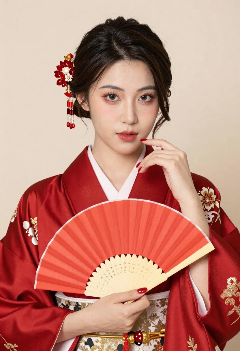 Poised Woman With Dark Hair Styled Elegant Updo Adorned With