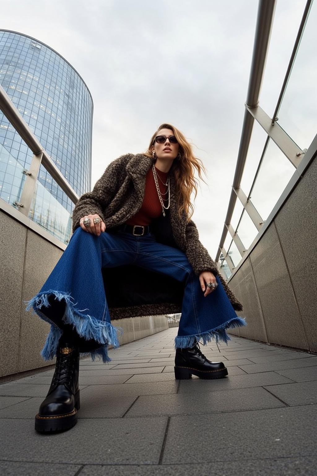 Fuzzy Coat Turtleneck City Crouch