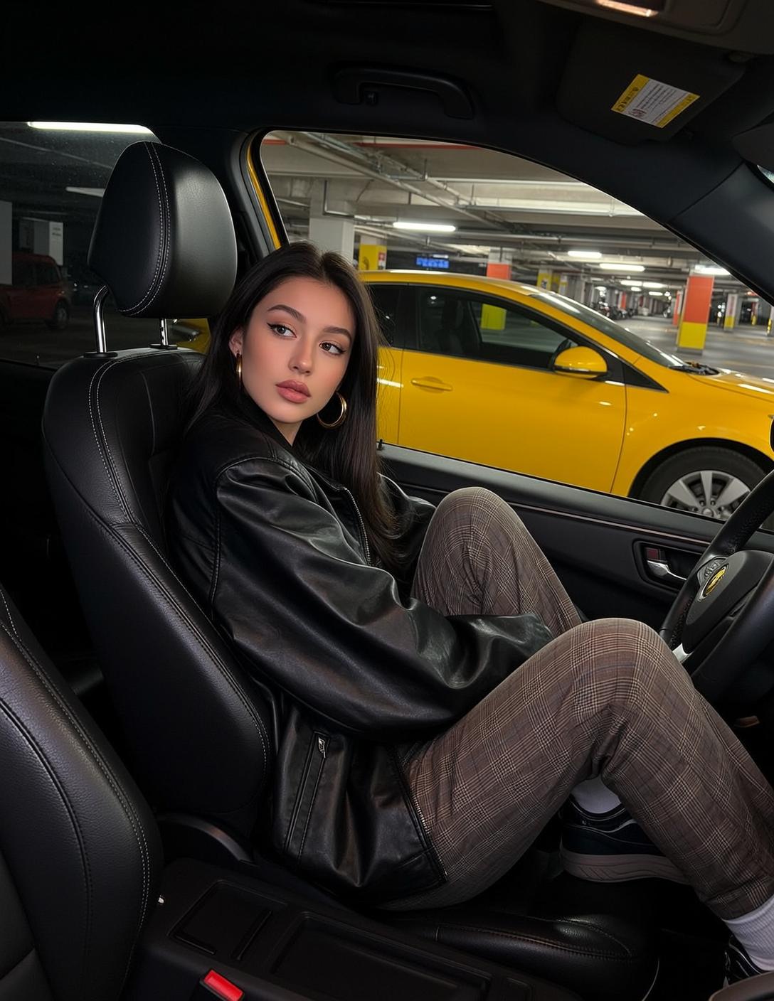 Explore Seated Driver Seat Car Looking Her