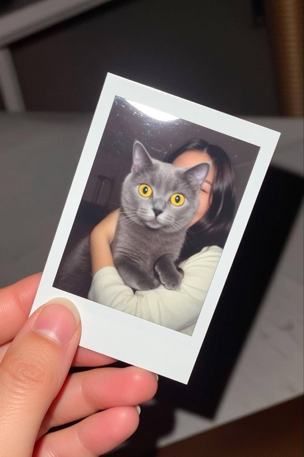 Polaroid Cat Portrait Smile