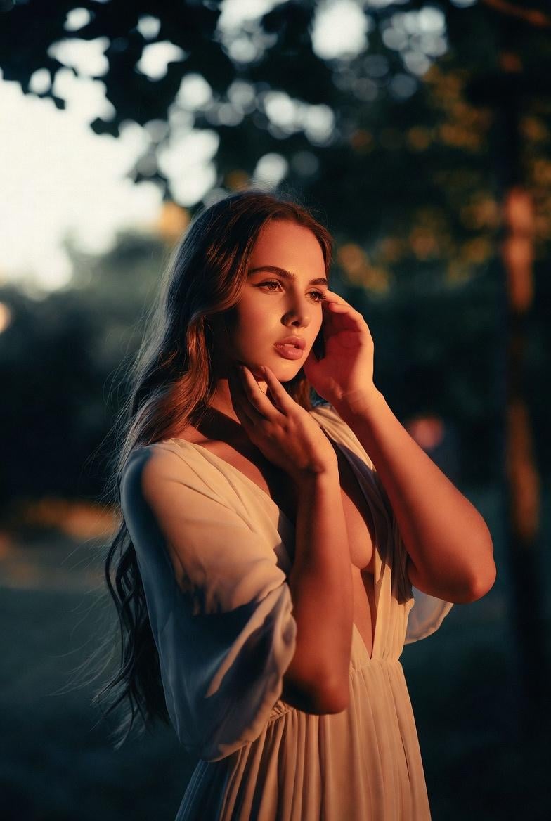 Golden Hour Portrait Forest Bokeh Light