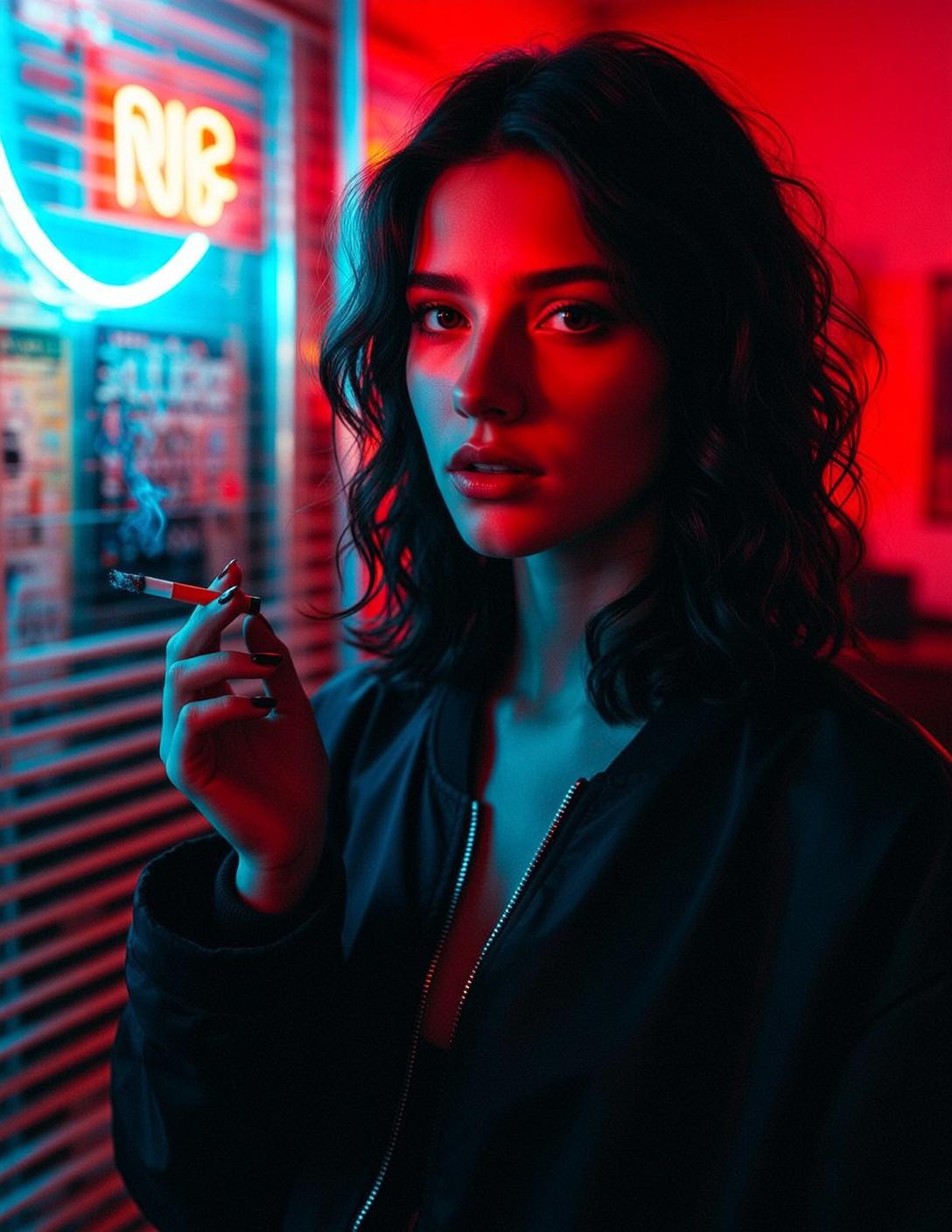 Neon Bomber Jacket Portrait