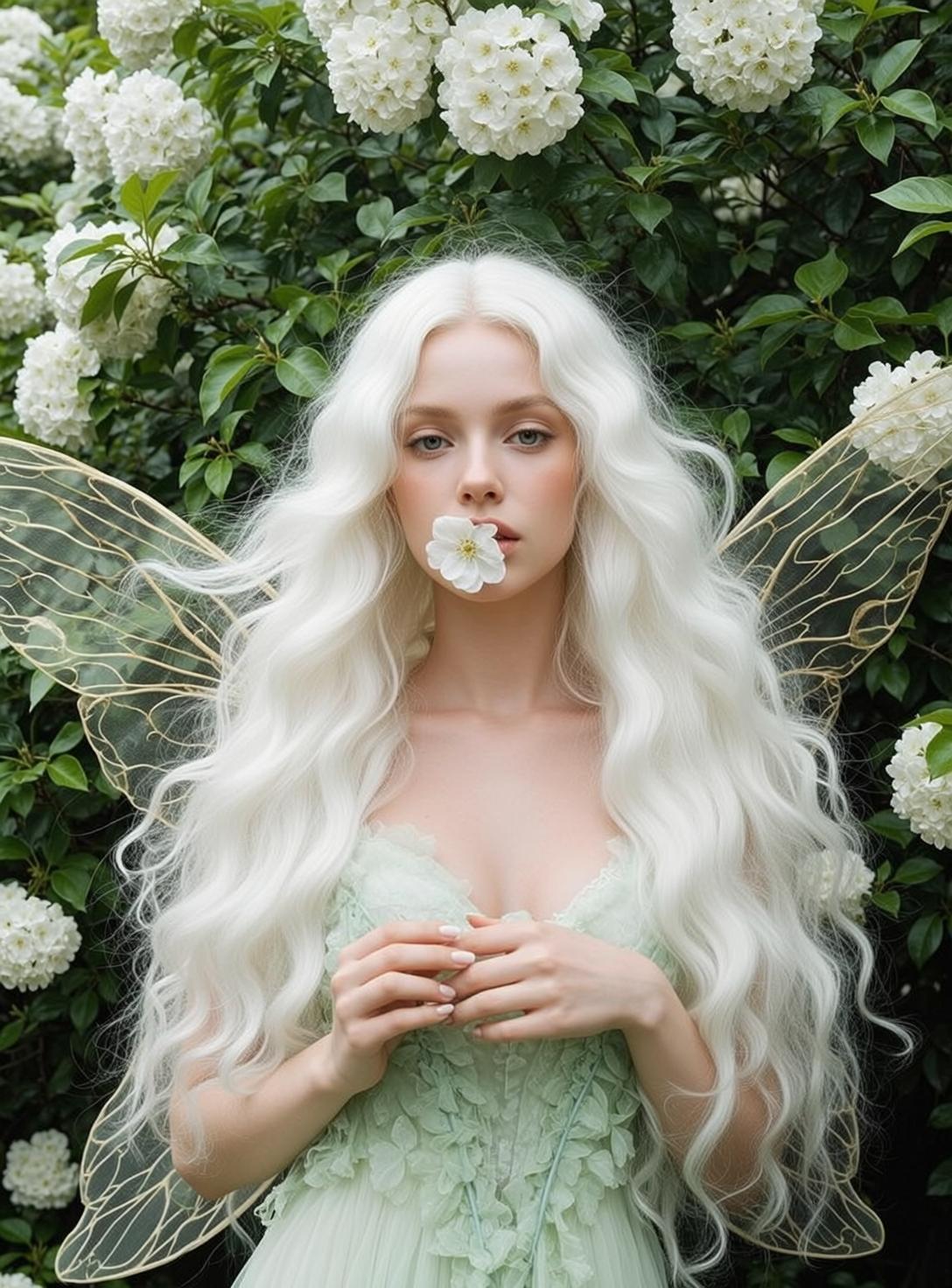 Fairycore Young Long Wavy White Pale Light