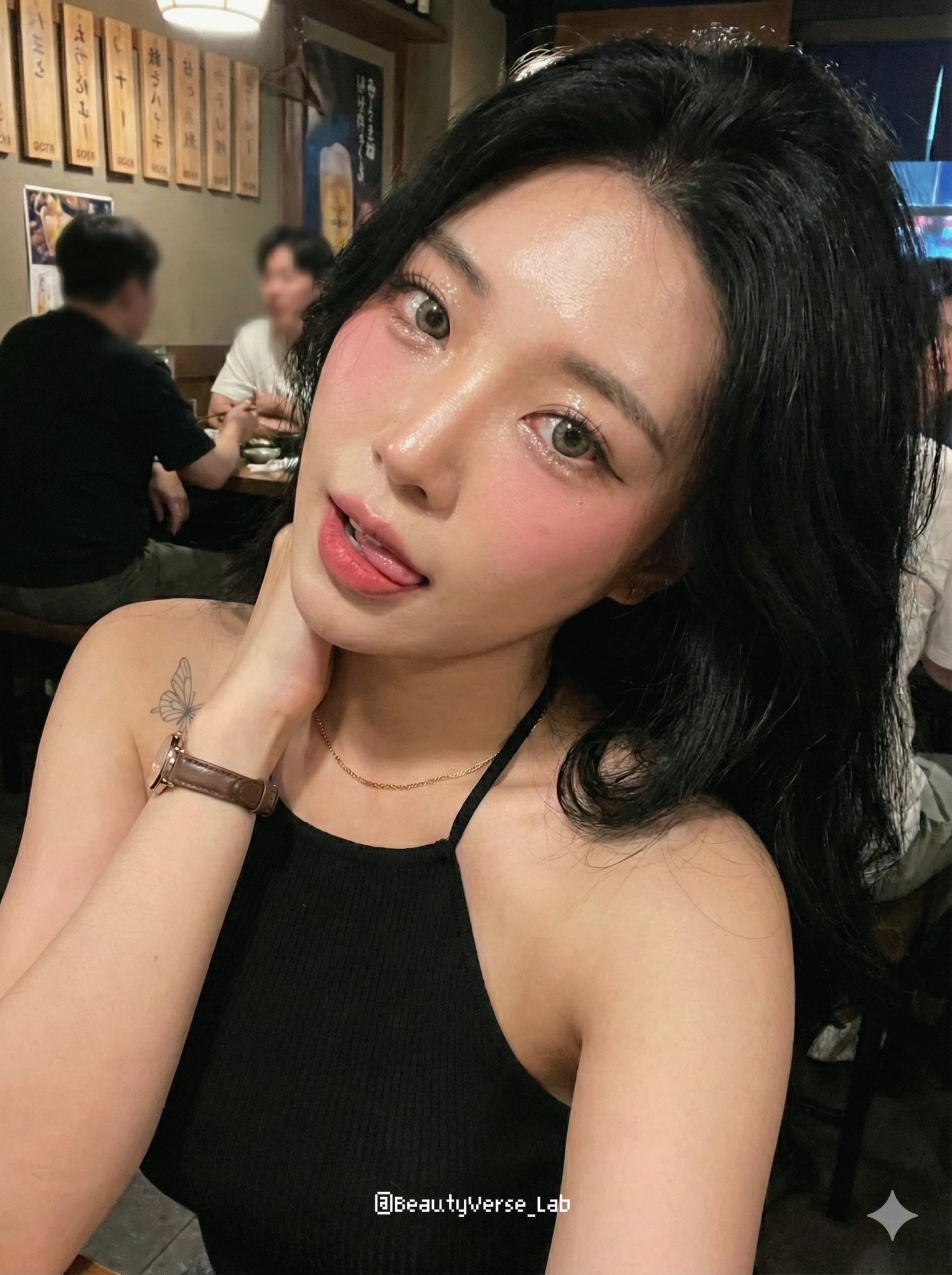 Subject Type Stunning East Asian Woman With Modern Social Media