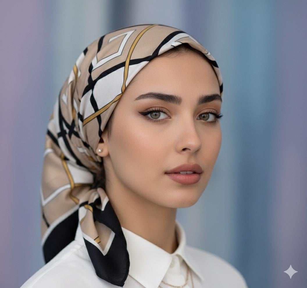 Patterned Headscarf White Shirt Soft Light