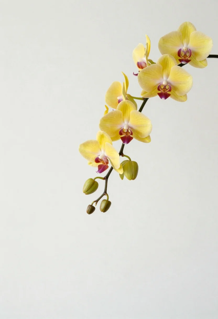 Soft-focus Floral Still Life Textured Off-white Paper With Branch Yellow reference photo