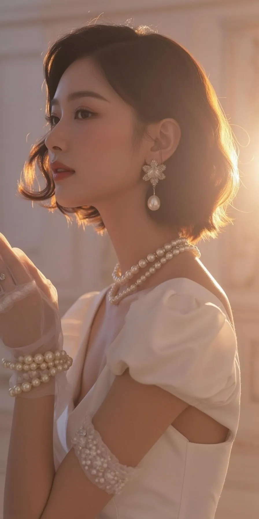 Earrings Necklace Bracelets And Rings In Fashion Portrait