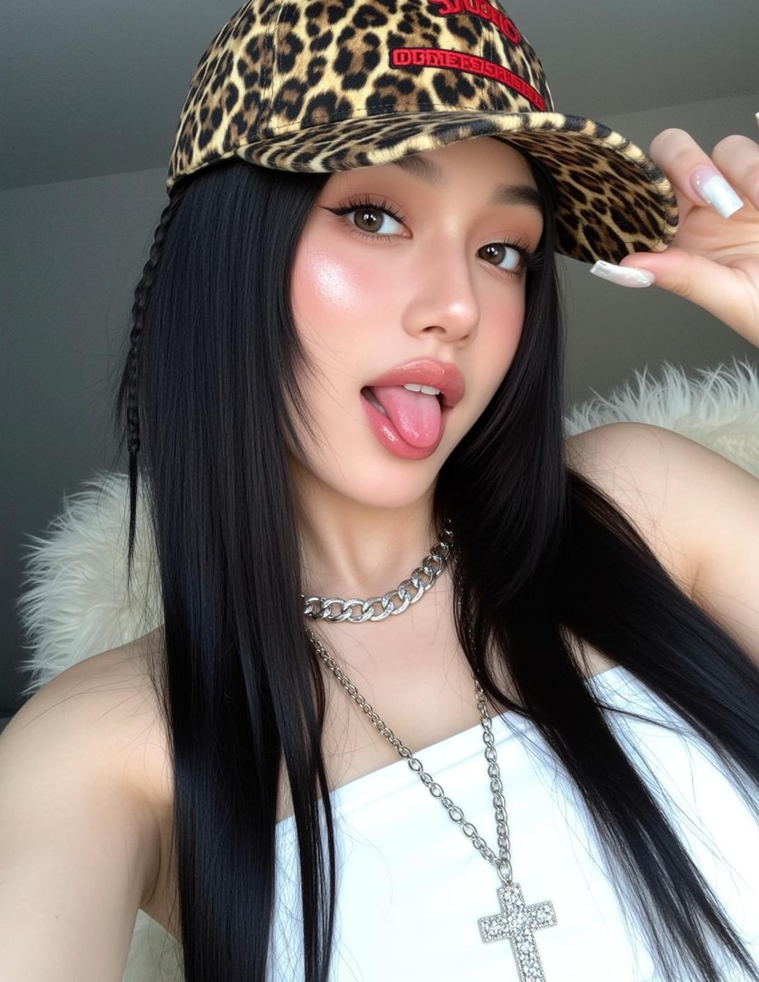 Leopard Cap Tongue Out