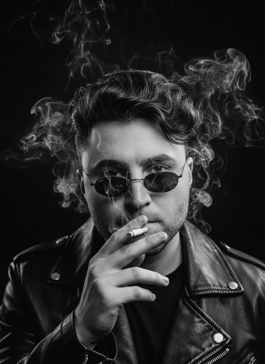 Sunglasses In A Smoky Shadow Portrait