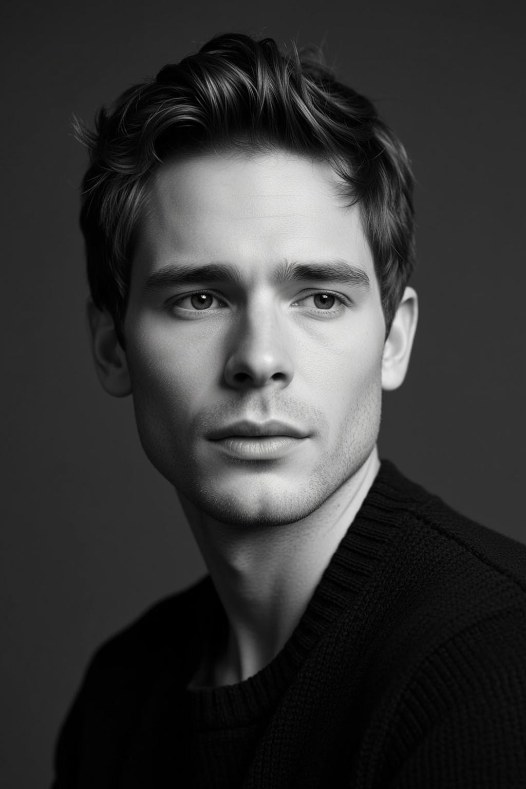 Photorealistic Portrait Young Man Captured Medium Close-up Facing Slightly The