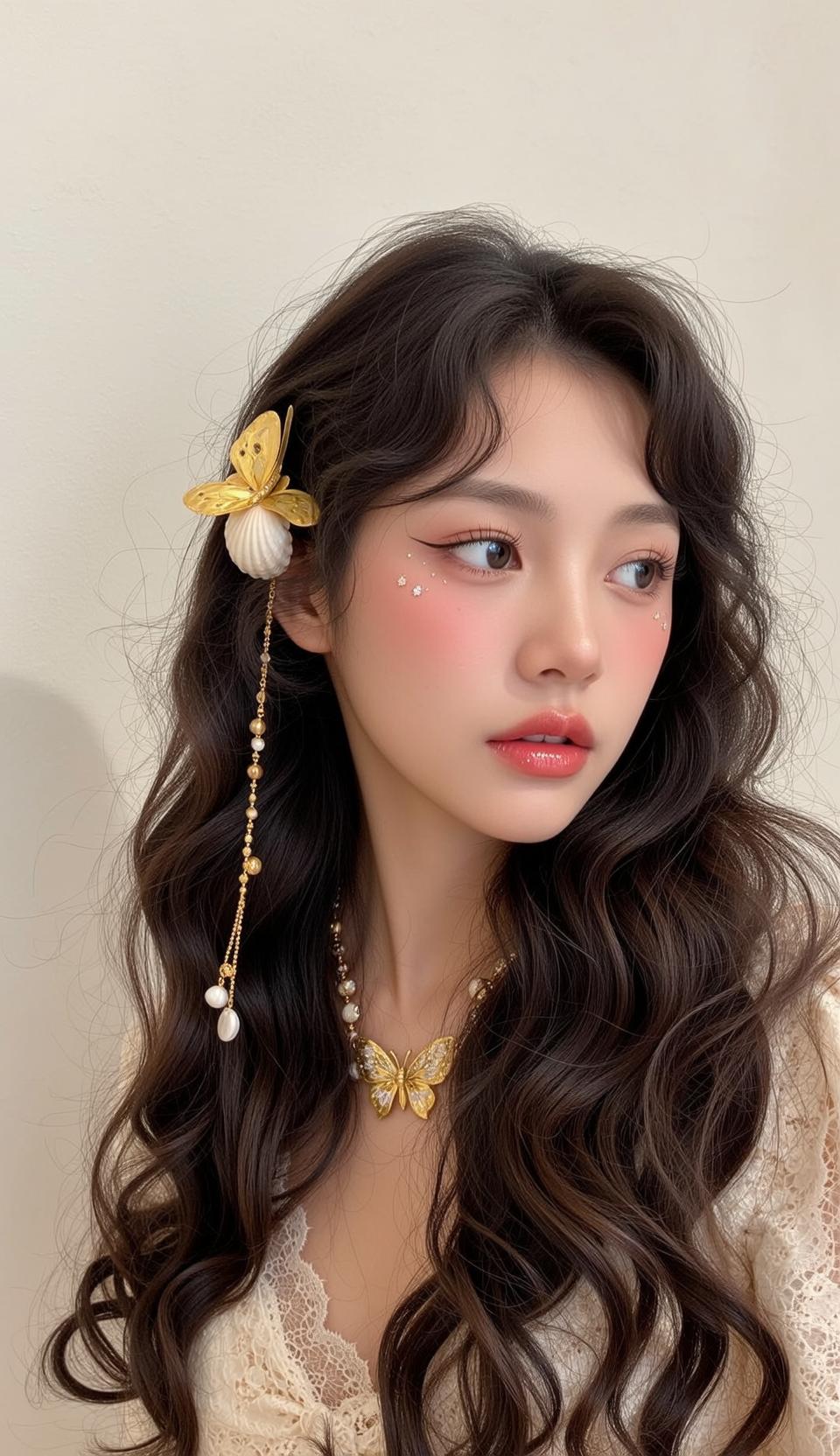 Cream Lace Butterfly Jewelry