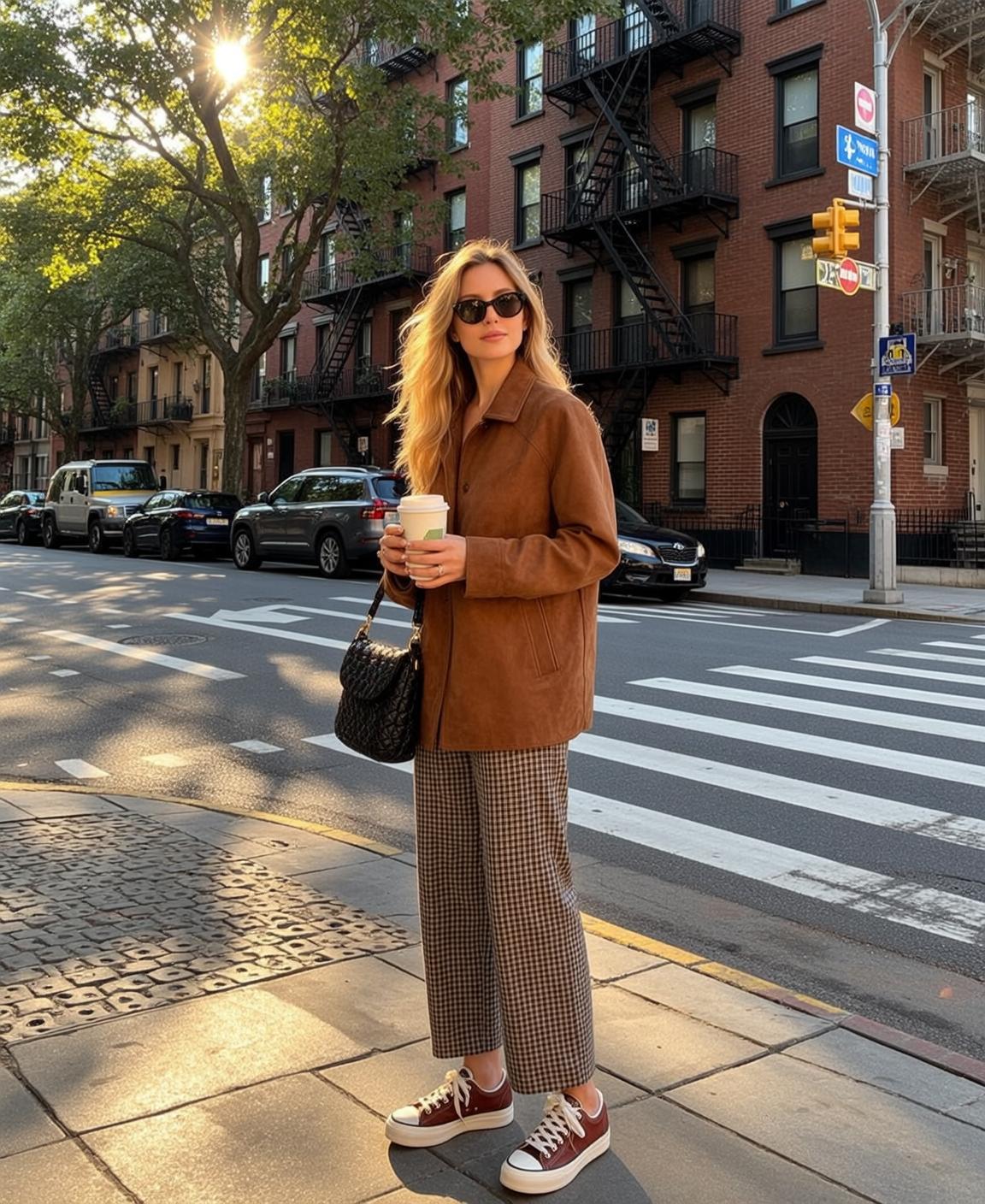Brown Jacket Plaid Pants Portrait