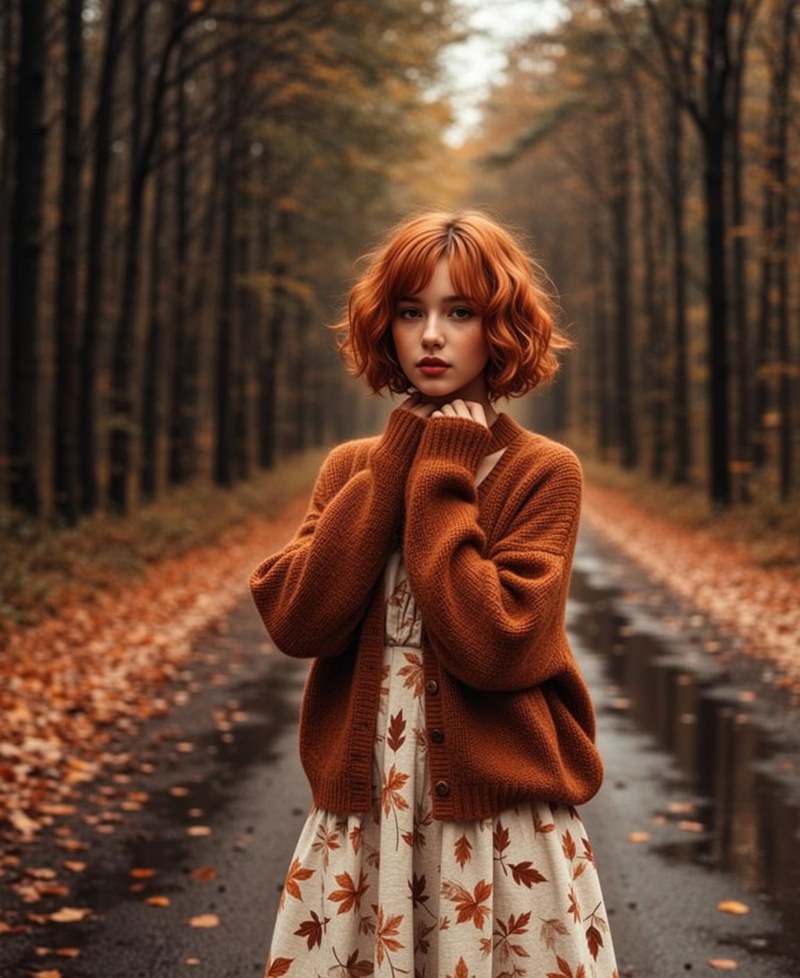 Autumn Young Short Wavy Ginger Fair Oversized