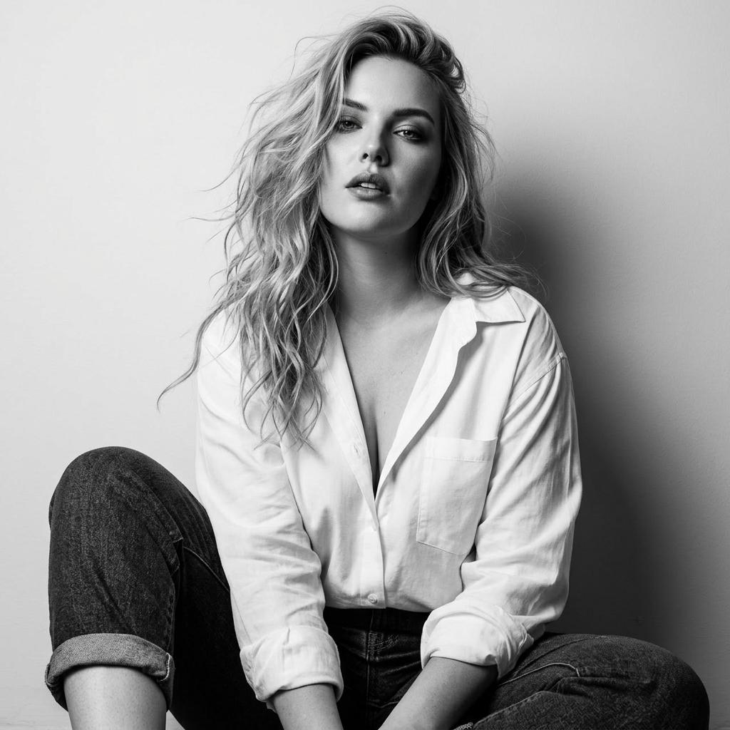White Shirt And Denim Jeans Sitting On Floor