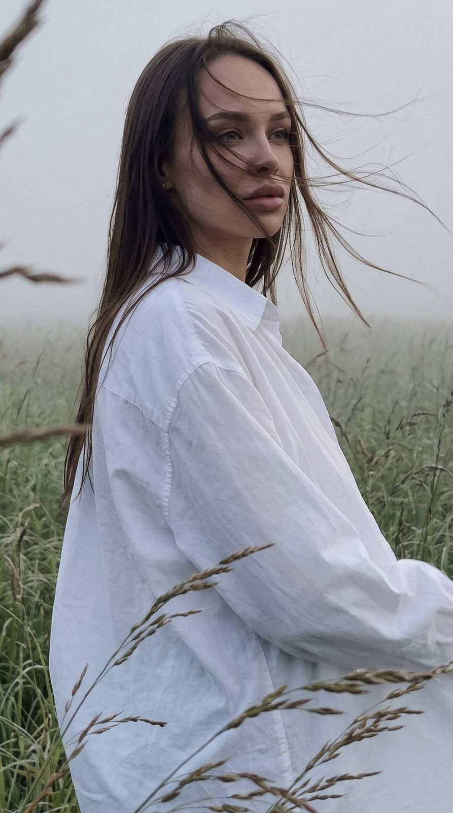 Melancholic Luxury Fashion Candid Smartphone Shot Vast Field Fog
