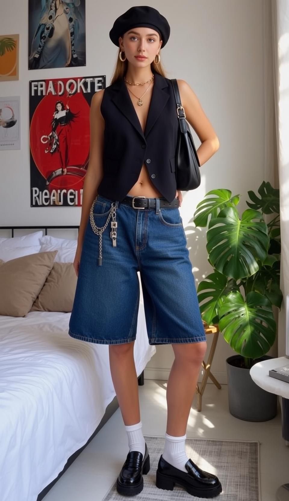 Casual Young Long Blonde Fair Black Sleeveless