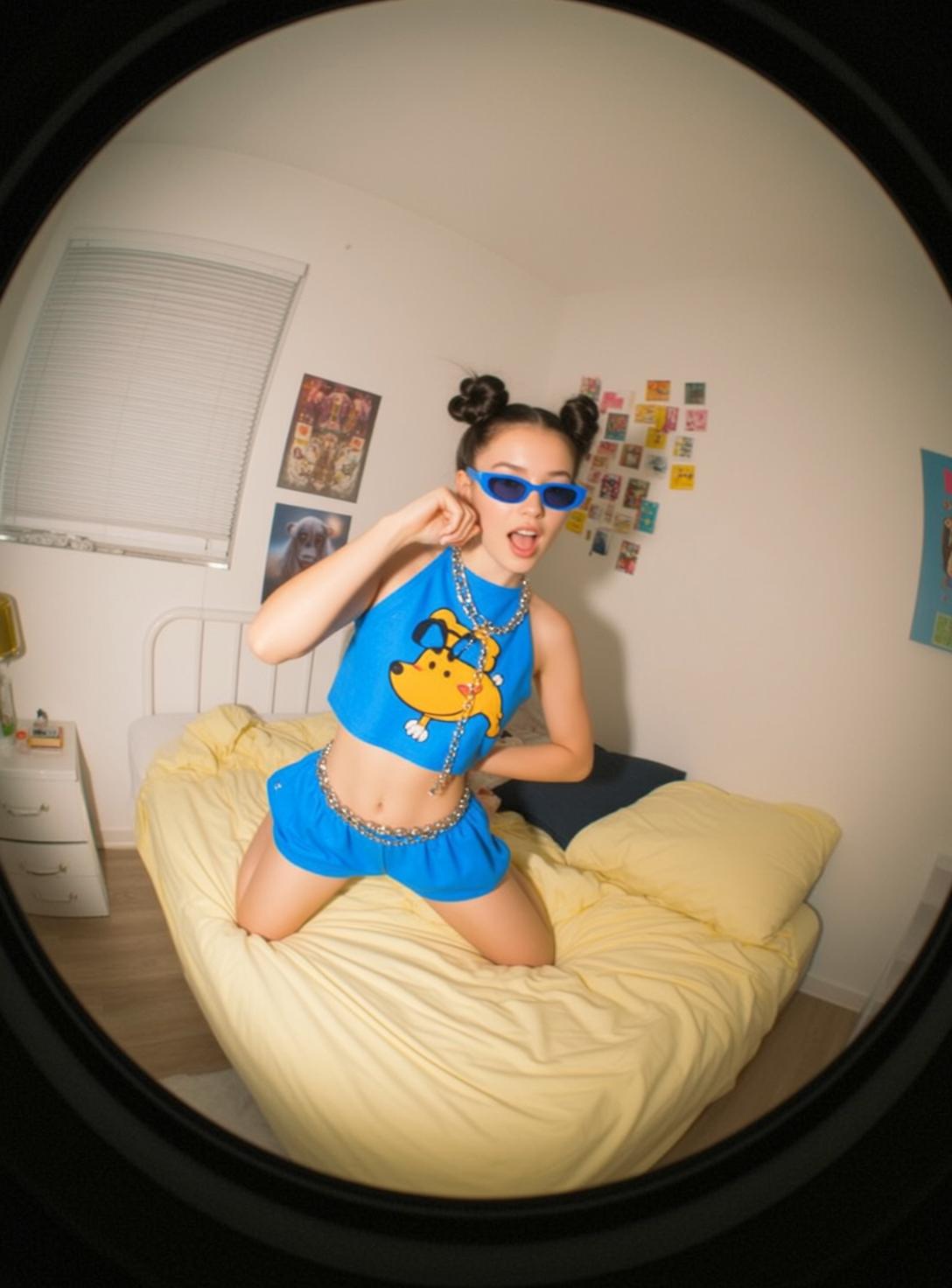 Fisheye Young Dark Brown Hair Styled Two