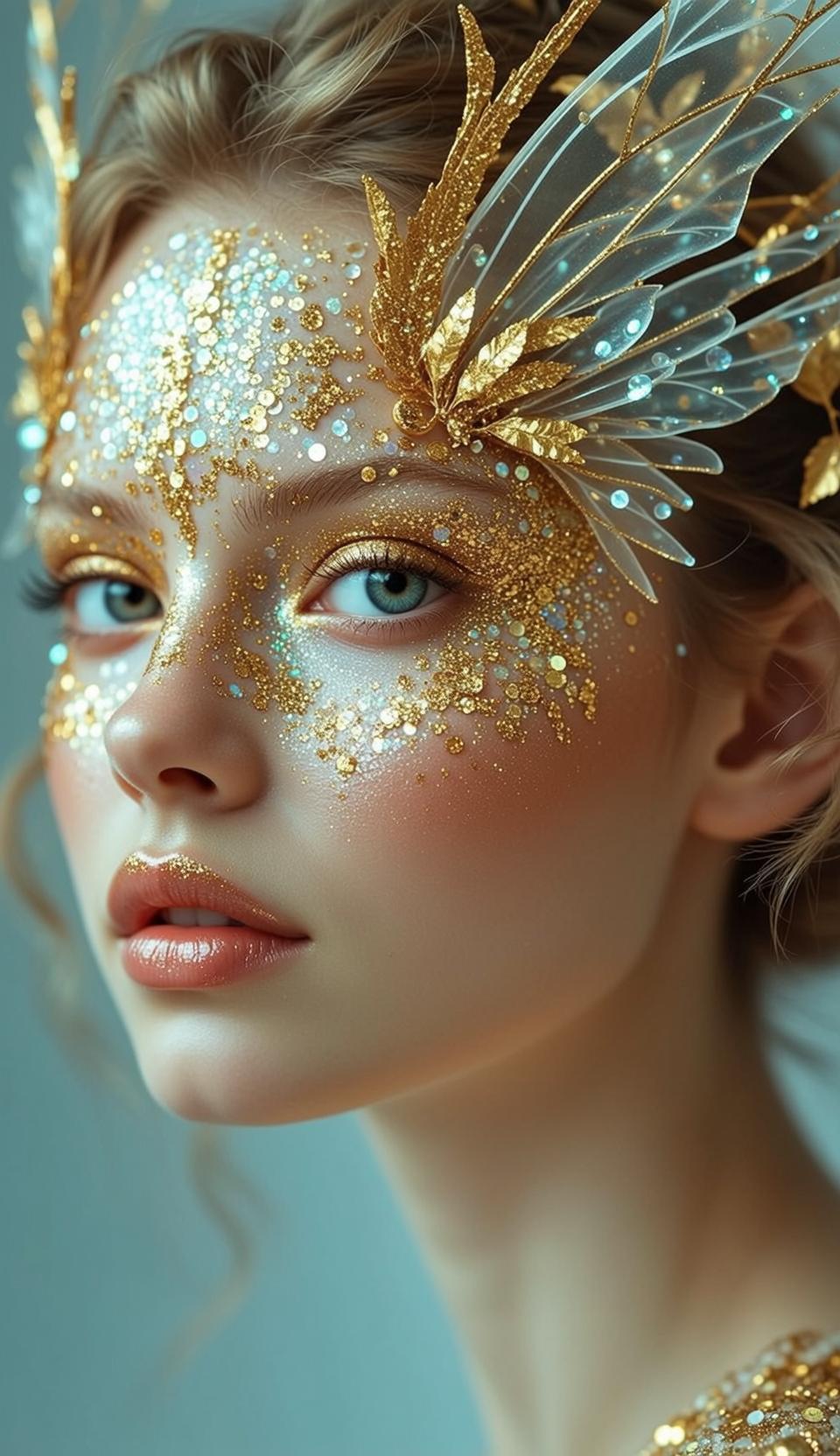 Fairycore Close-up Young Blonde Wavy Fair Glitter