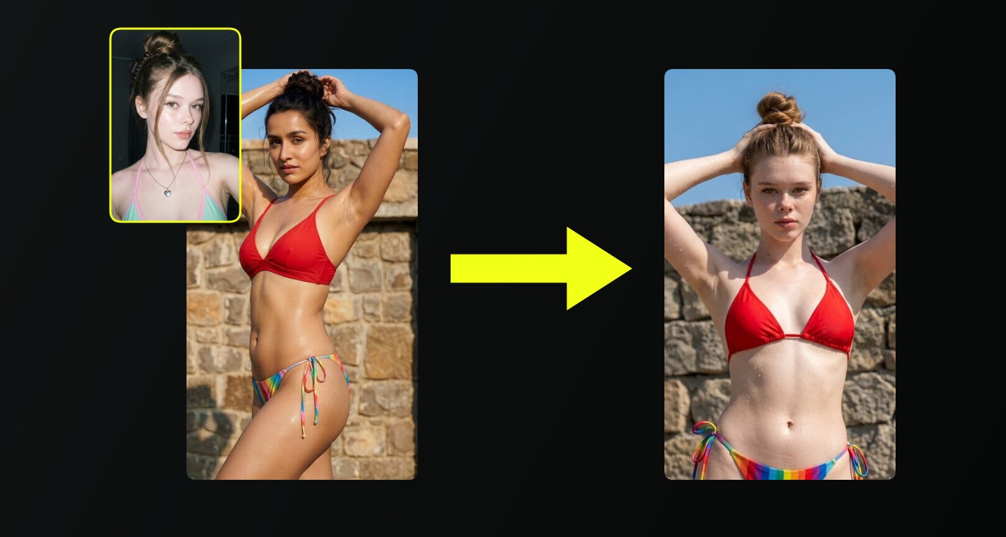 Mila remix walkthrough for Red Bikini Woman Stone Wall Pose
