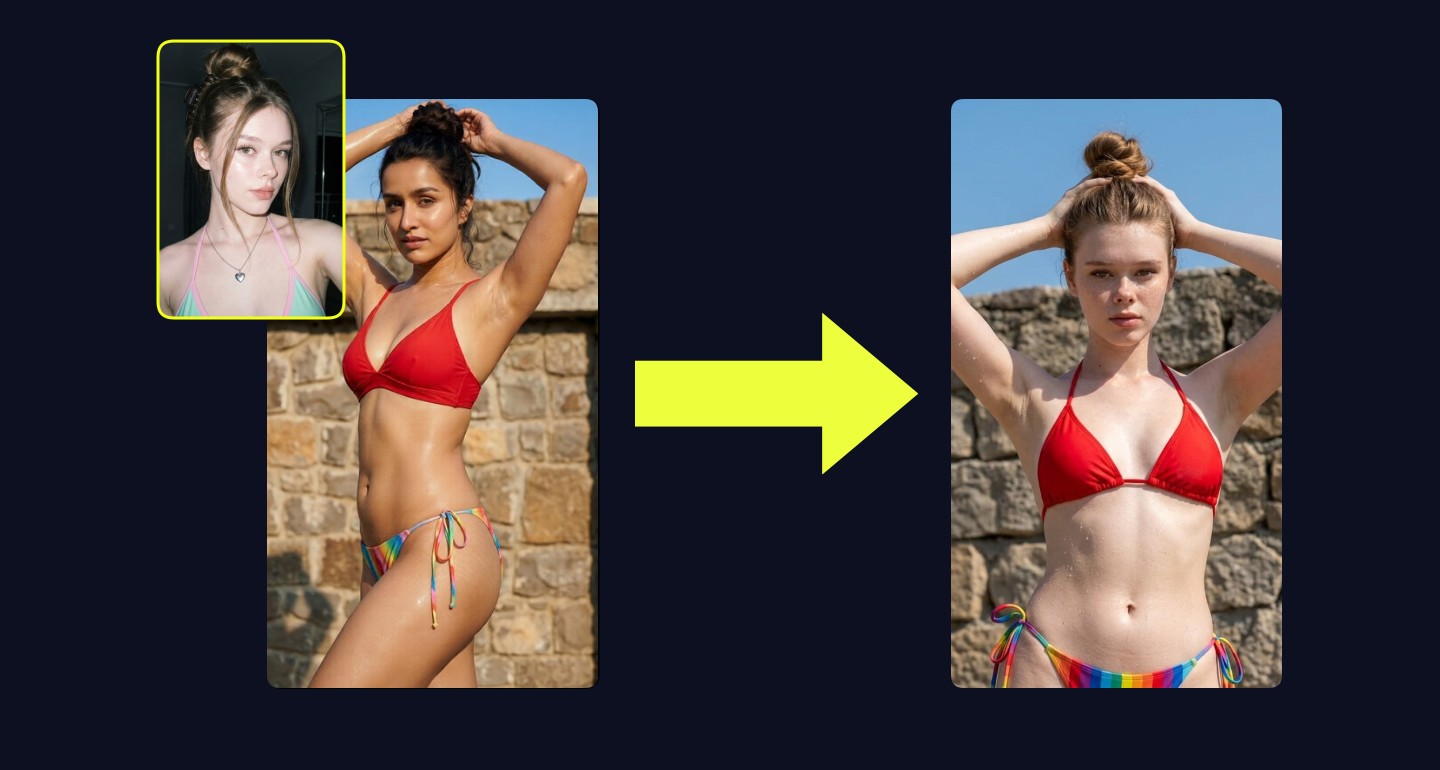 Mila remix walkthrough for Red Bikini Woman Stone Wall Pose