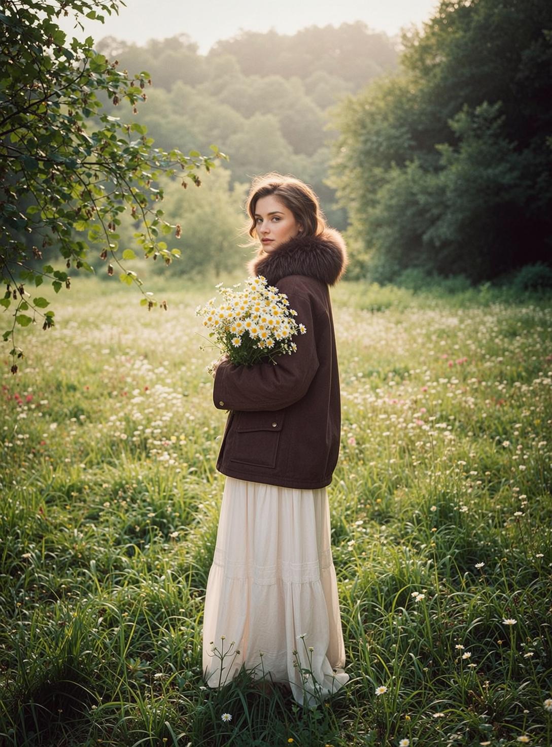 Autumn Young Brown Wavy Fair Hooded Jacket