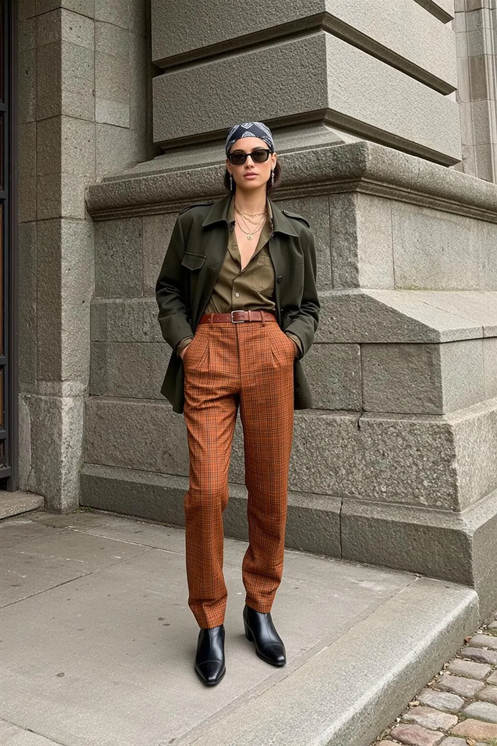 Sunglasses And Necklace In Street Portrait