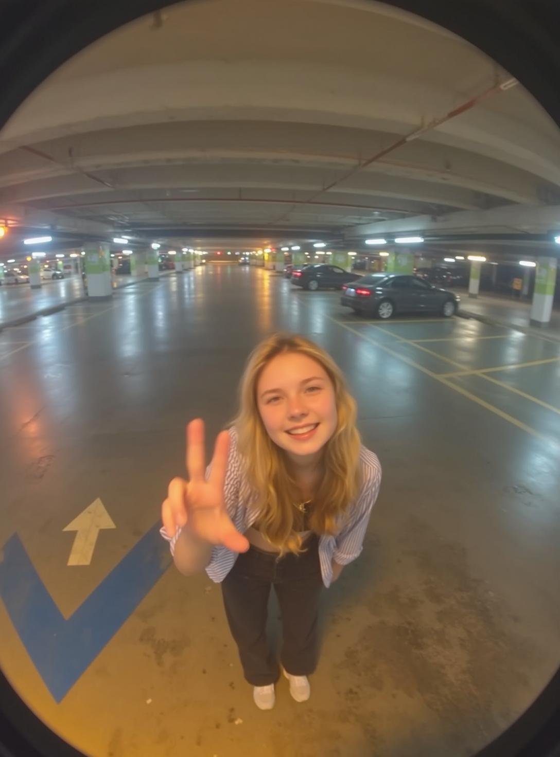 Parking Garage Peace Sign Portrait