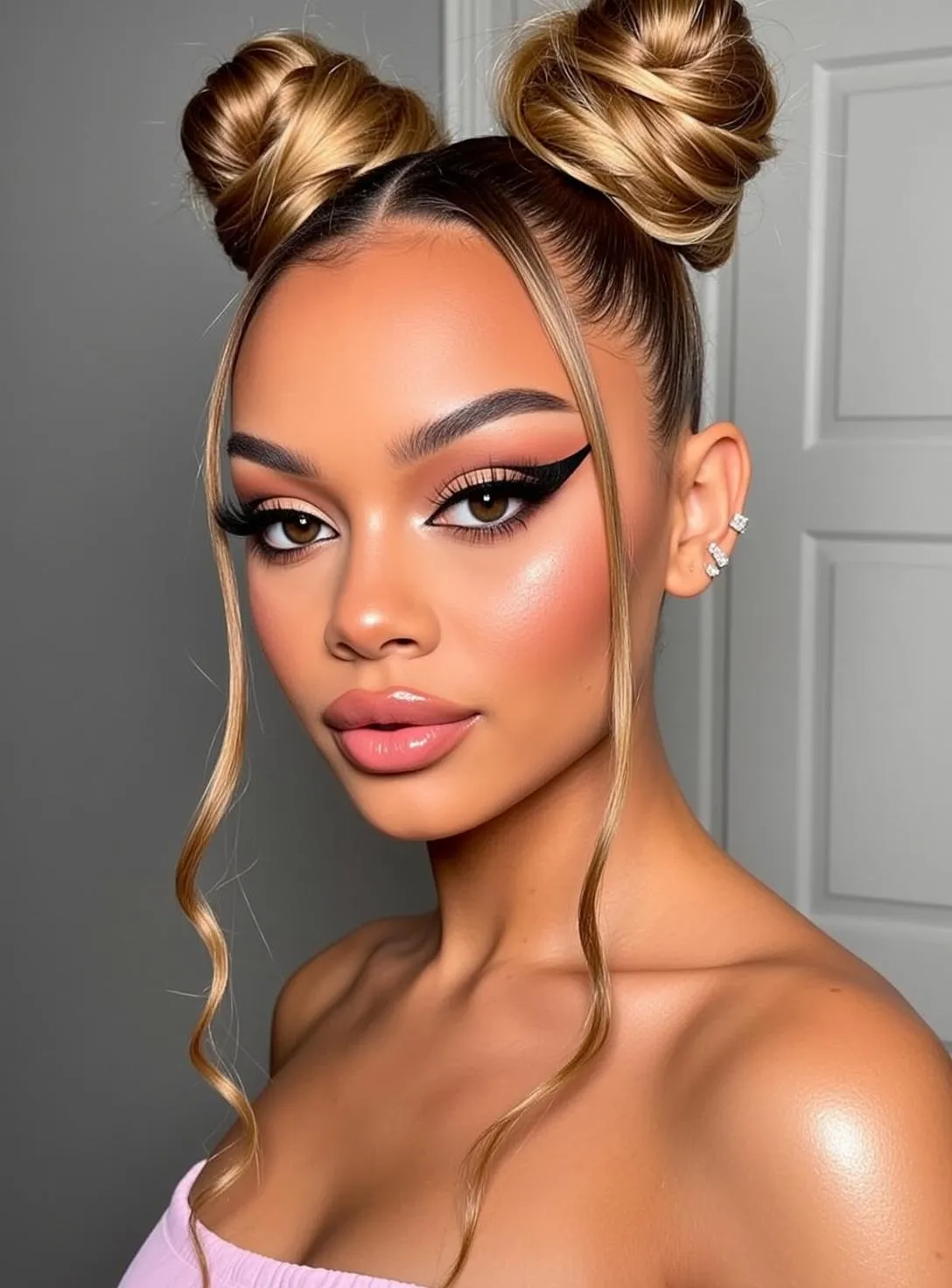 Makeup Earrings And Lash Extensions In Fashion Portrait