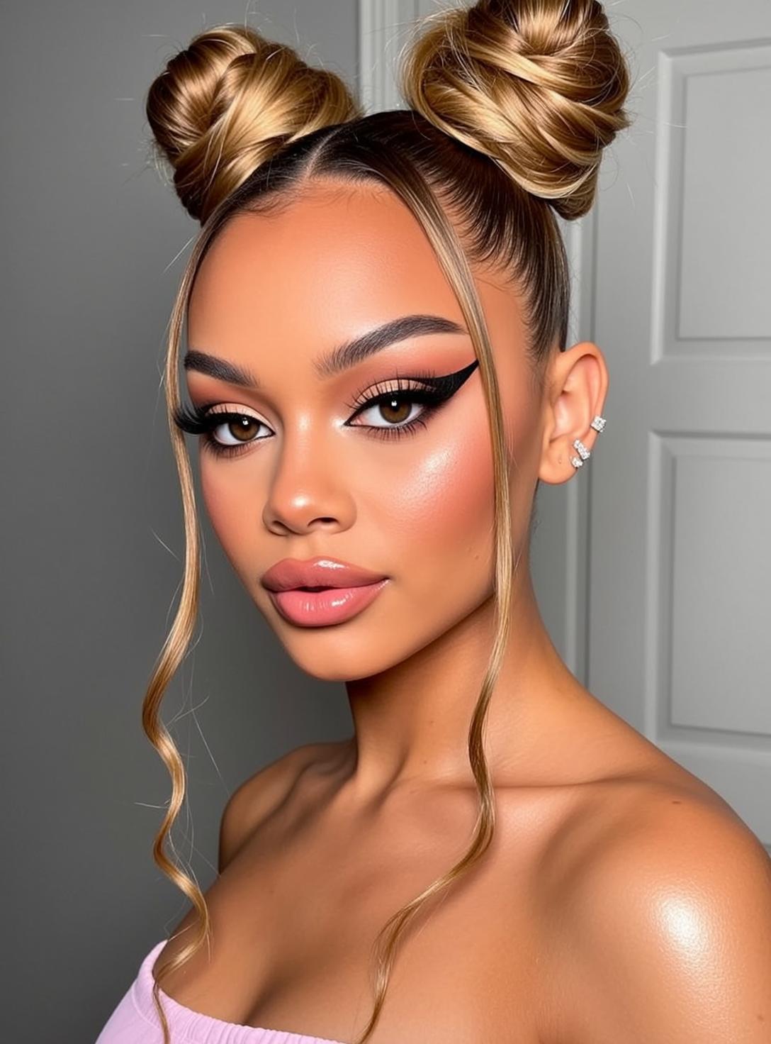 Makeup Posed Chest Facing Slightly Her Right
