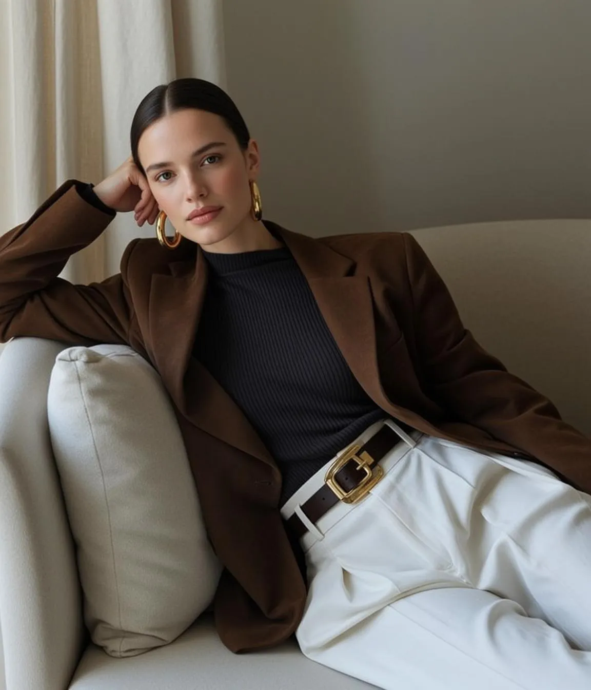 Earrings In Turtleneck Portrait