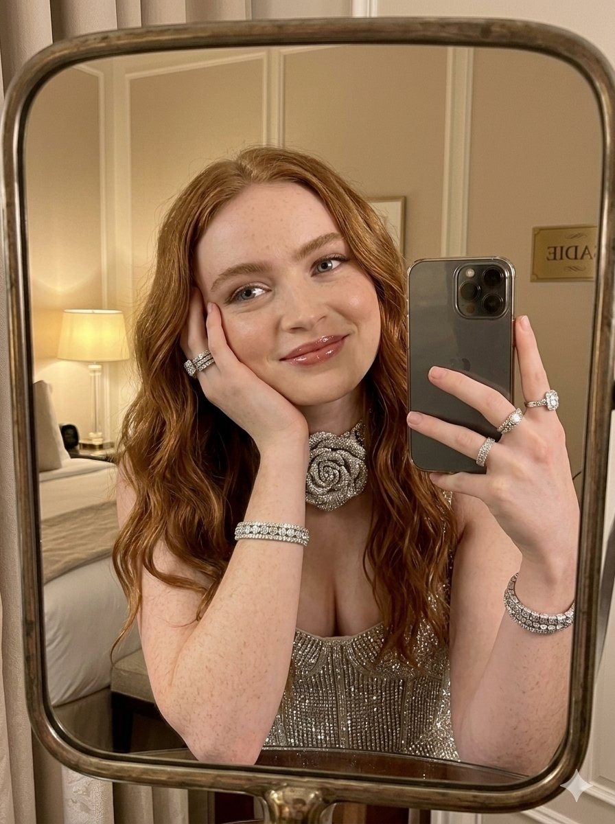Glamorous Diamond Dress Mirror Selfie Elegant Room
