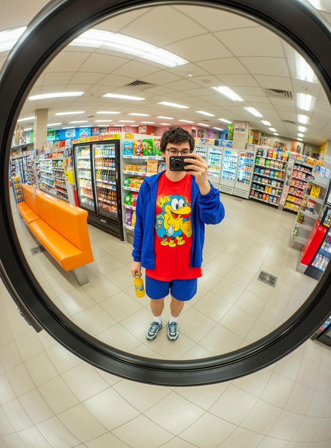 Cartoon Duck Hoodie Mirror Selfie